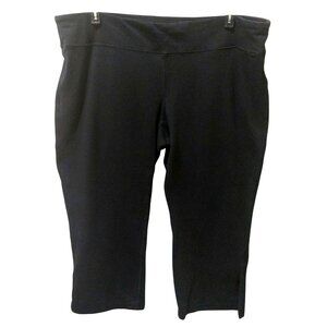 Eileen Fisher Women's Black Organic Cotton Ankle Slit Crop Pants Large